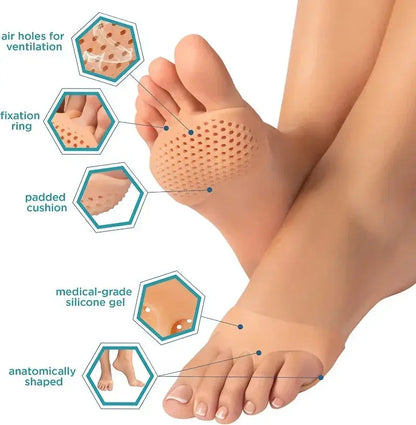 Silicone Metatarsal Pads Toe Separator Pain Relief Foot Pads Orthotics Foot Massage Insoles Forefoot Elastic Cushion Foot Care T upscaleclicks