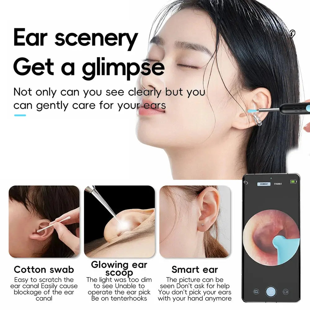 Smart Visual Ear Cleaner Set with Camera 1080P Ear Sticks Ear Wax Removal Tool WIFI Connection HD LED Lights Earpick Endoscope upscaleclicks