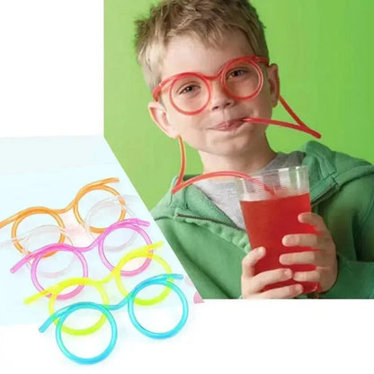 Straw Glasses Funny Soft PVC Glasses Flexible Drinking Straws Kids Party Supplies Bar Supplies Creativity Toy Kids Gift upscaleclicks