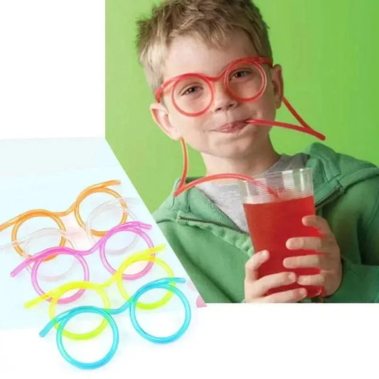 Straw Glasses Funny Soft PVC Glasses Flexible Drinking Straws Kids Party Supplies Bar Supplies Creativity Toy Kids Gift upscaleclicks