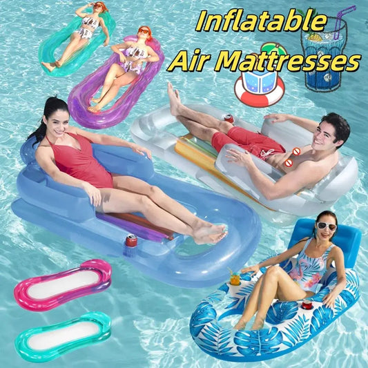 Summer Foldable Water Hammock Swimming Pool Inflatable Air Mattress for Swimming Beach Lounger Floating Sleeping Bed Chair upscaleclicks