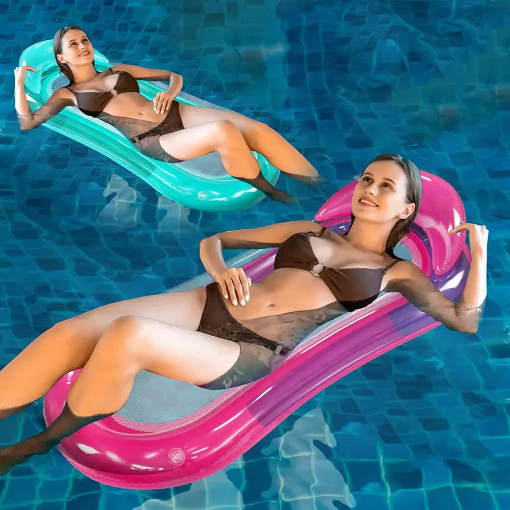 Summer Foldable Water Hammock Swimming Pool Inflatable Air Mattress for Swimming Beach Lounger Floating Sleeping Bed Chair upscaleclicks