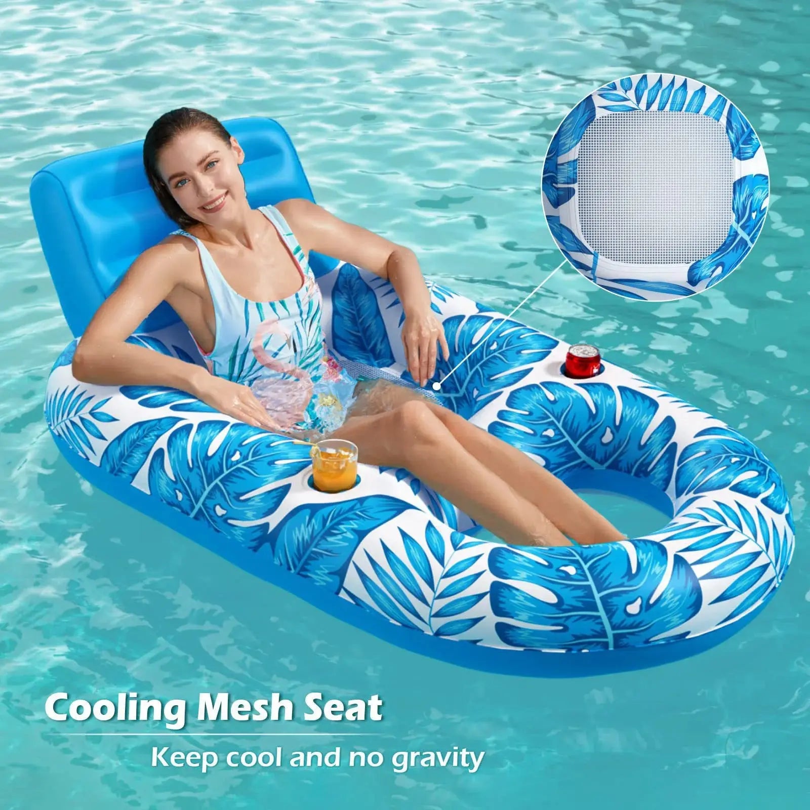 Summer Foldable Water Hammock Swimming Pool Inflatable Air Mattress for Swimming Beach Lounger Floating Sleeping Bed Chair upscaleclicks