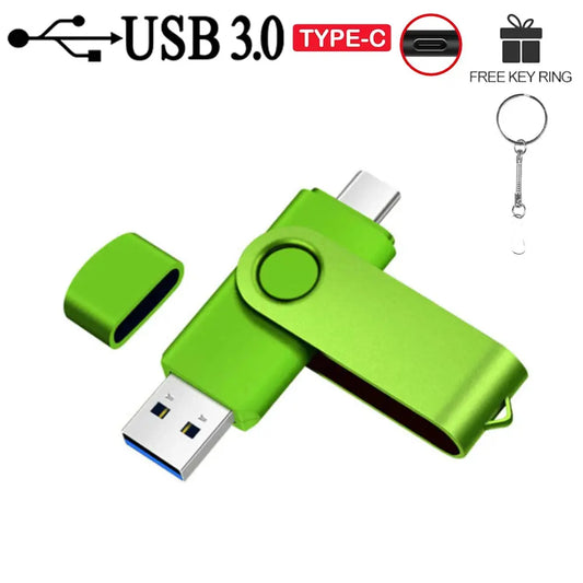 TYPE-C 2 in 1 High Speed USB 3.0 Flash Drive Wedding Gifts Pen Drives Real Capacity Memory Stick 64GB/32GB/16GB/8GB/4G U Disk upscaleclicks