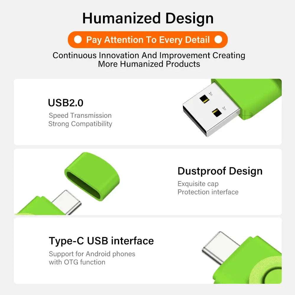 TYPE-C 2 in 1 High Speed USB 3.0 Flash Drive Wedding Gifts Pen Drives Real Capacity Memory Stick 64GB/32GB/16GB/8GB/4G U Disk upscaleclicks