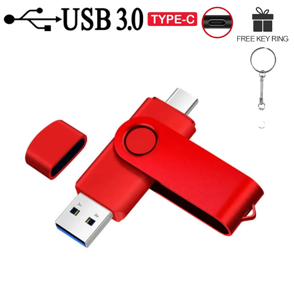 TYPE-C 2 in 1 High Speed USB 3.0 Flash Drive Wedding Gifts Pen Drives Real Capacity Memory Stick 64GB/32GB/16GB/8GB/4G U Disk upscaleclicks
