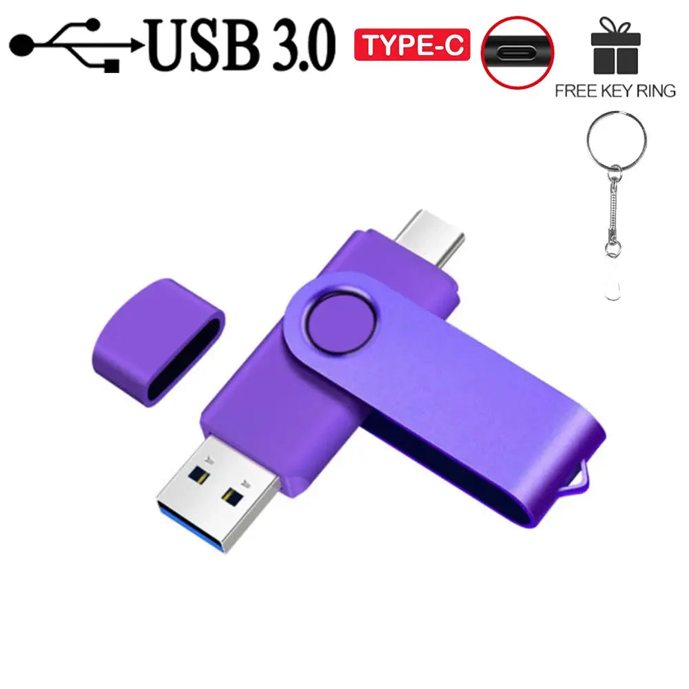 TYPE-C 2 in 1 High Speed USB 3.0 Flash Drive Wedding Gifts Pen Drives Real Capacity Memory Stick 64GB/32GB/16GB/8GB/4G U Disk upscaleclicks