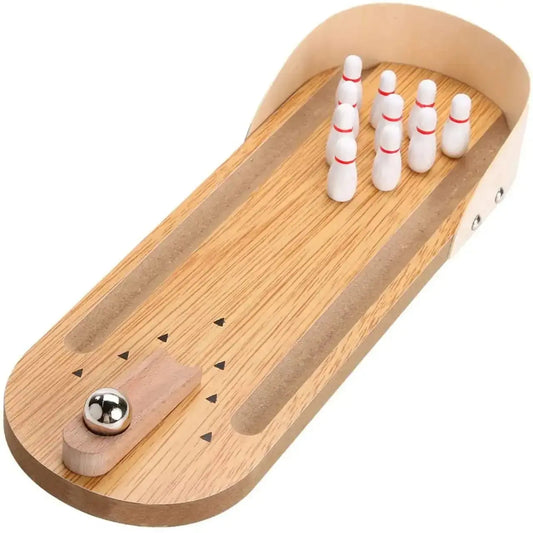 Table Top Mini Bowling Game Wooden Board Arcade Shooting Office Desk Stress Relief Finger Toys Fun Gifts for Men Women Kids upscaleclicks