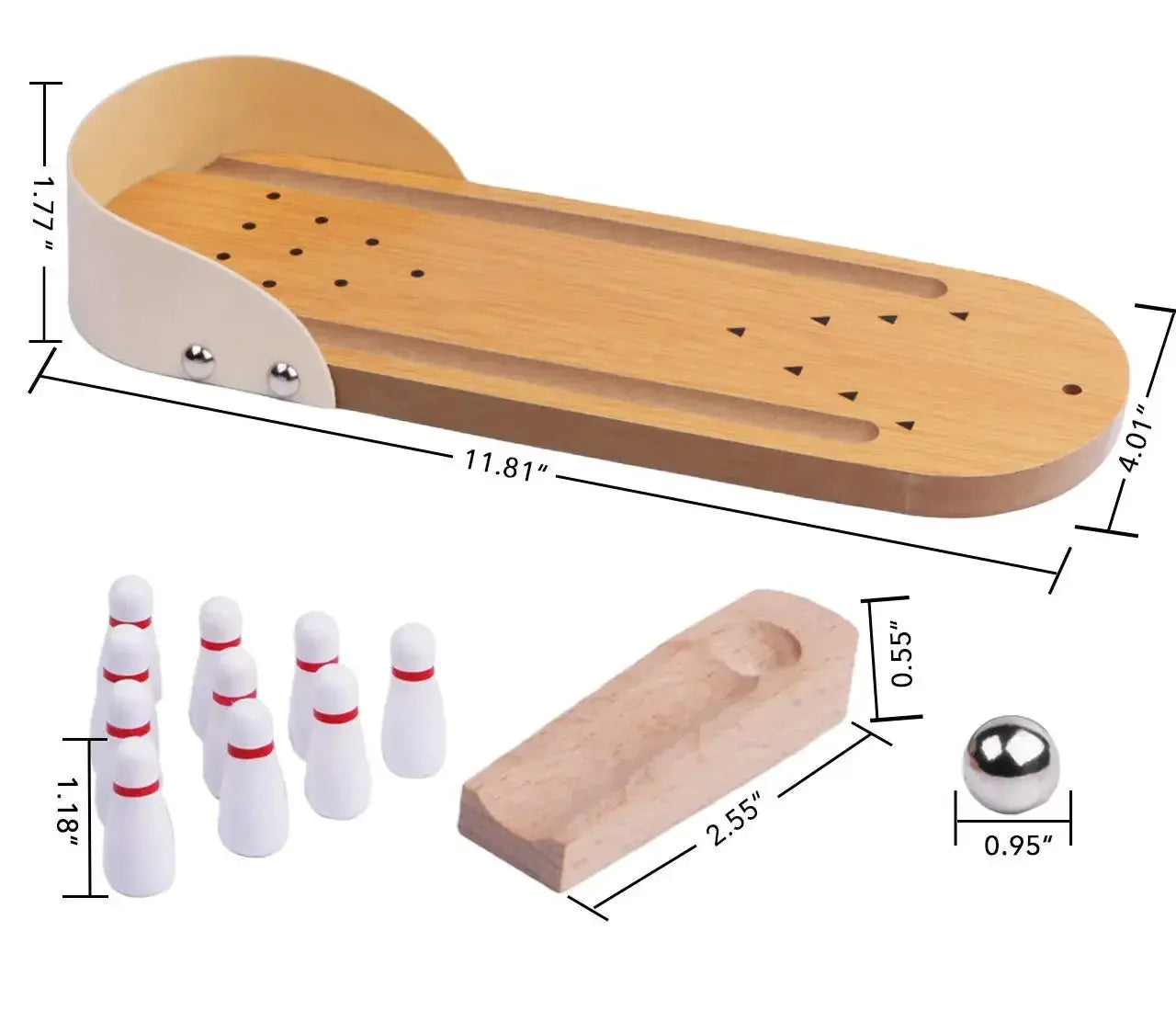 Table Top Mini Bowling Game Wooden Board Arcade Shooting Office Desk Stress Relief Finger Toys Fun Gifts for Men Women Kids upscaleclicks