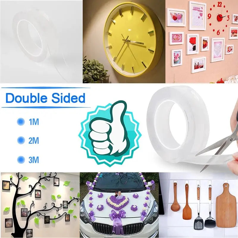 Transparent Double Sided Nano Tape Monster Tape Waterproof Wall Stickers Reusable Heat Resistant Bathroom Home Decoration Tapes upscaleclicks