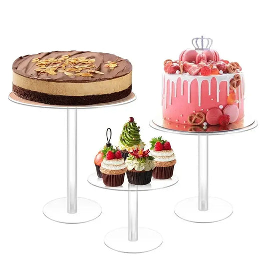 Transparent Round Acrylic Cake Stand Cupcake French Dessert Stand Dessert Display Plate Dining Table Wedding Birthday Party upscaleclicks