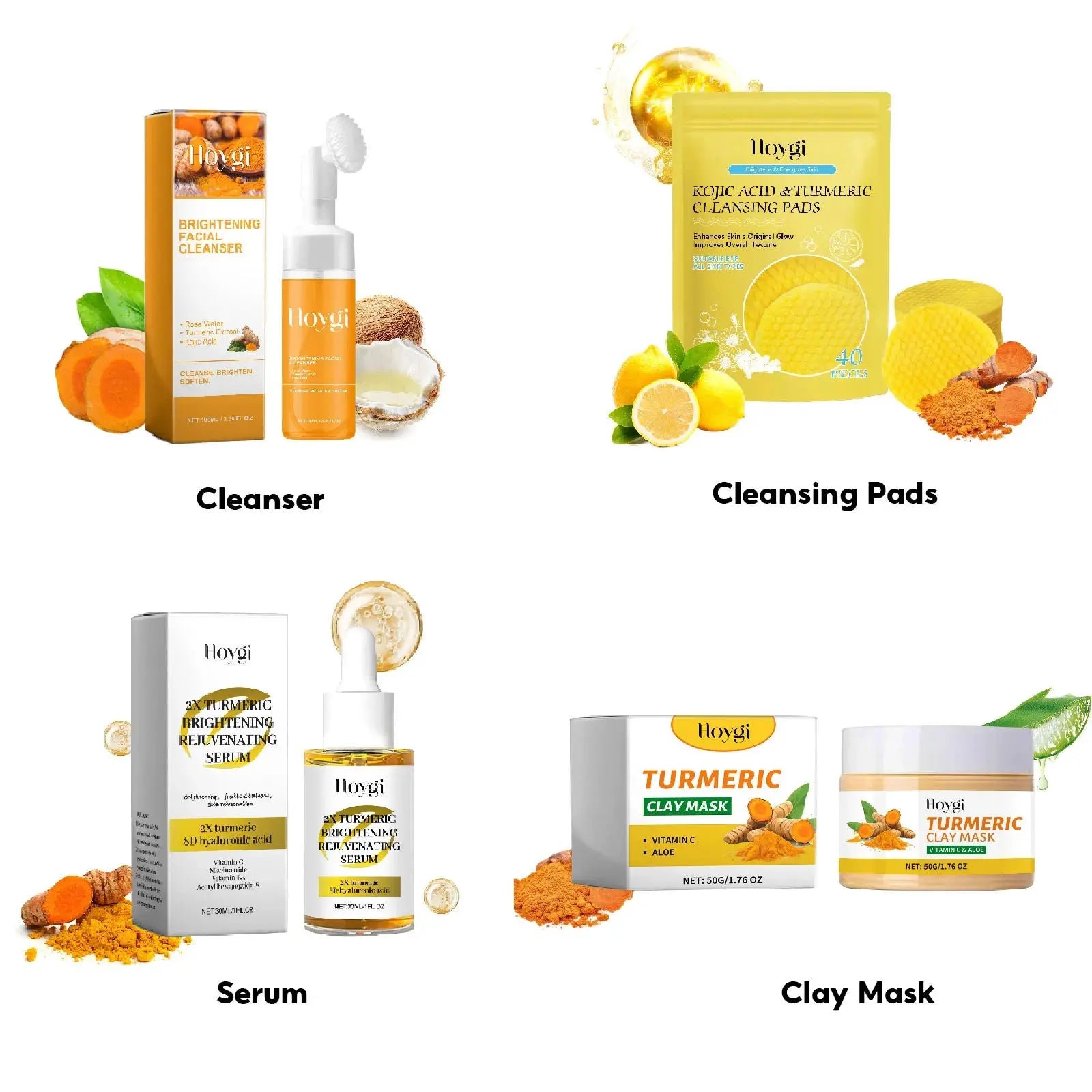 Turmeric Cleanser Dark Spot Remover Oil Control Facial Exfoliating Moisturizing Brightening Skin Care Kojic Acid Cleansing Pads upscaleclicks
