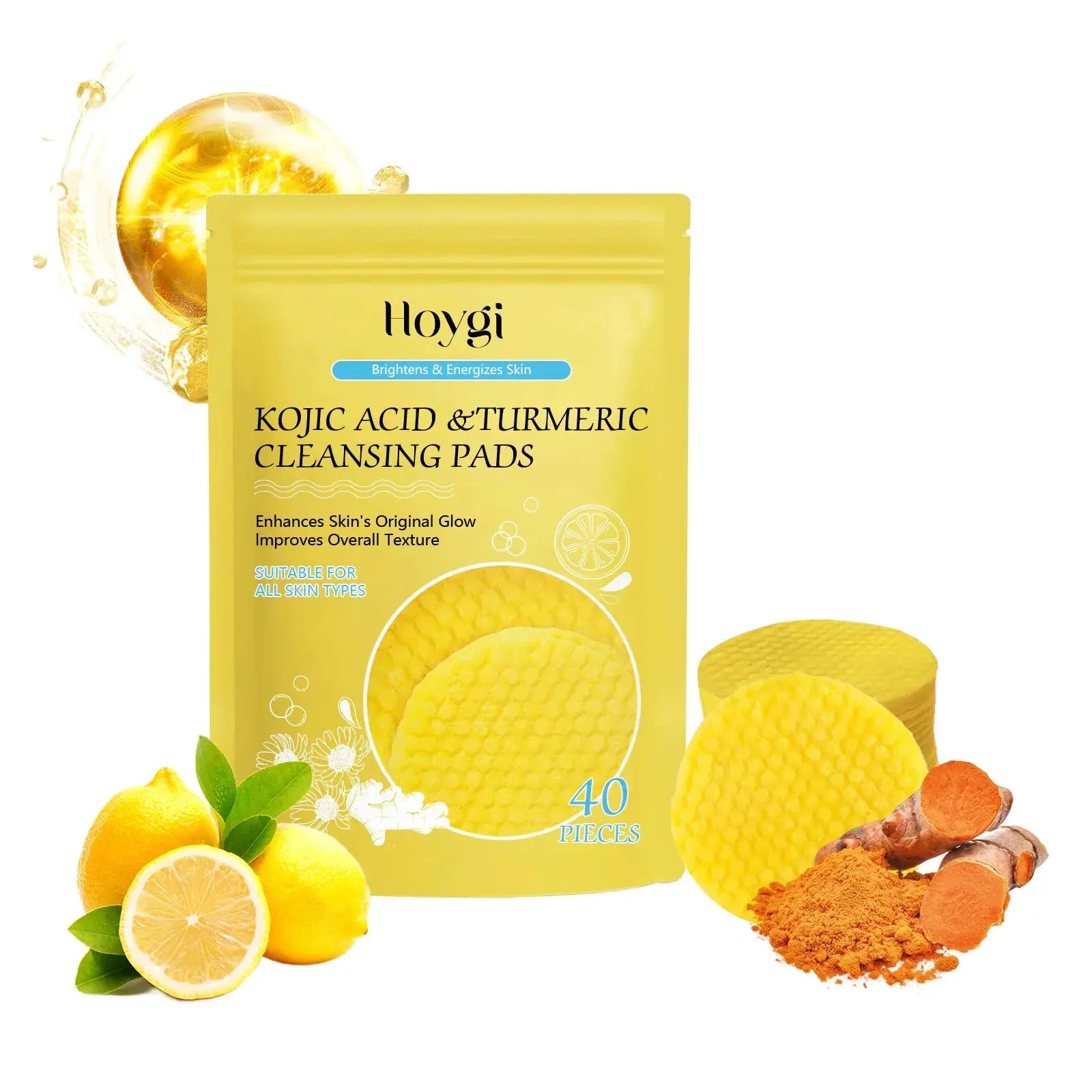 Turmeric Cleanser Dark Spot Remover Oil Control Facial Exfoliating Moisturizing Brightening Skin Care Kojic Acid Cleansing Pads upscaleclicks