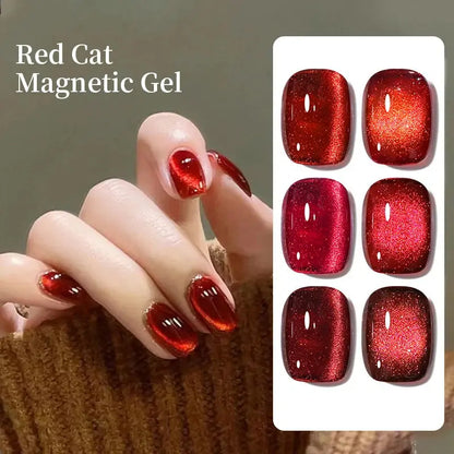 UR SUGAR 15ml 6 Colors Shine Red Winter Christmas Cat Magnetic Gel Nail Polish Sparkling Glitter Semi Permanent Soak Off UV Gel upscaleclicks