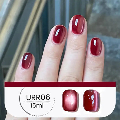 UR SUGAR 15ml 6 Colors Shine Red Winter Christmas Cat Magnetic Gel Nail Polish Sparkling Glitter Semi Permanent Soak Off UV Gel upscaleclicks
