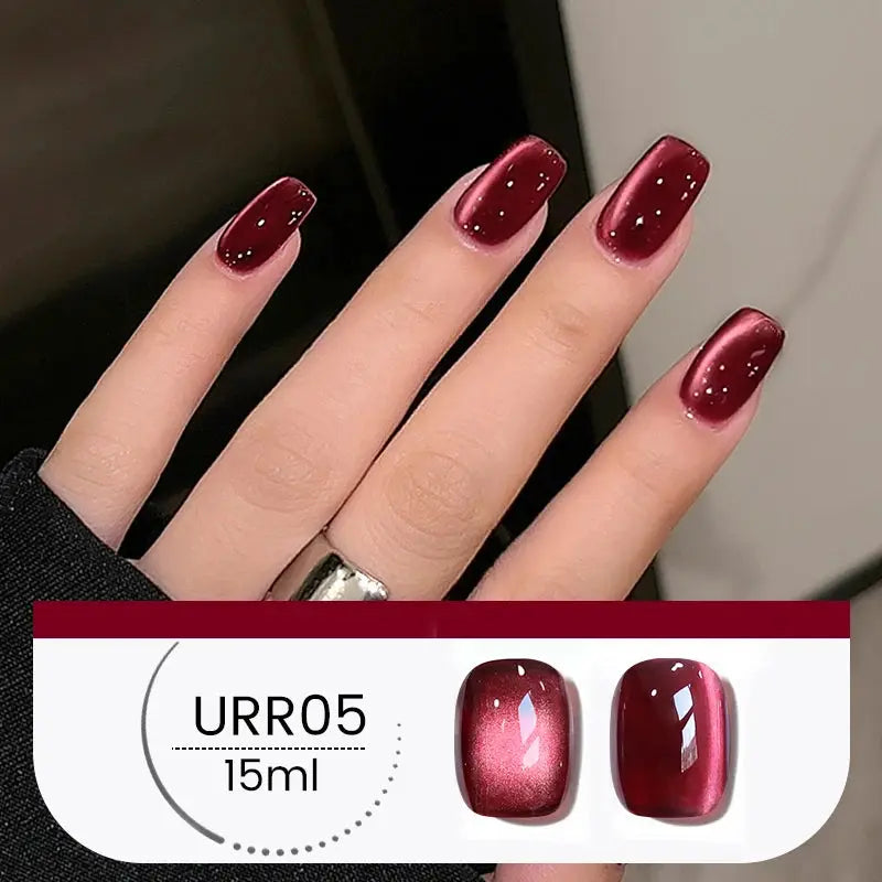 UR SUGAR 15ml 6 Colors Shine Red Winter Christmas Cat Magnetic Gel Nail Polish Sparkling Glitter Semi Permanent Soak Off UV Gel upscaleclicks