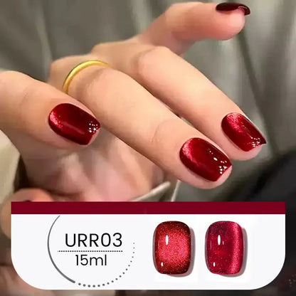 UR SUGAR 15ml 6 Colors Shine Red Winter Christmas Cat Magnetic Gel Nail Polish Sparkling Glitter Semi Permanent Soak Off UV Gel upscaleclicks
