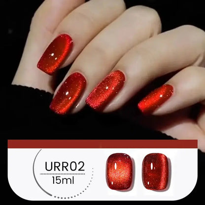 UR SUGAR 15ml 6 Colors Shine Red Winter Christmas Cat Magnetic Gel Nail Polish Sparkling Glitter Semi Permanent Soak Off UV Gel upscaleclicks
