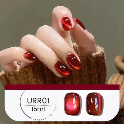 UR SUGAR 15ml 6 Colors Shine Red Winter Christmas Cat Magnetic Gel Nail Polish Sparkling Glitter Semi Permanent Soak Off UV Gel upscaleclicks