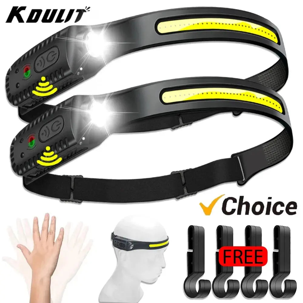 USB Rechargeable LED Sensor Headlamp XPE+COB Headlight Led Head Torch Camping Search Light Head Flashlight for Fishing Lantern upscaleclicks