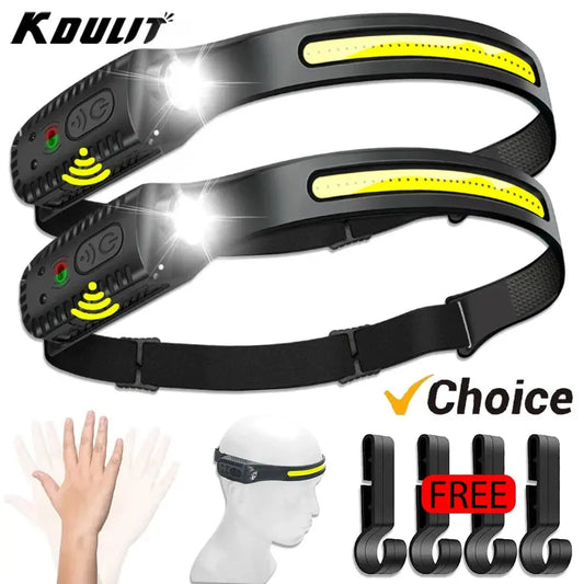 USB Rechargeable LED Sensor Headlamp XPE+COB Headlight Led Head Torch Camping Search Light Head Flashlight for Fishing Lantern upscaleclicks