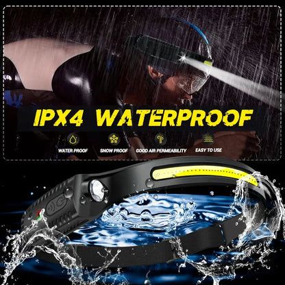 USB Rechargeable LED Sensor Headlamp XPE+COB Headlight Led Head Torch Camping Search Light Head Flashlight for Fishing Lantern upscaleclicks