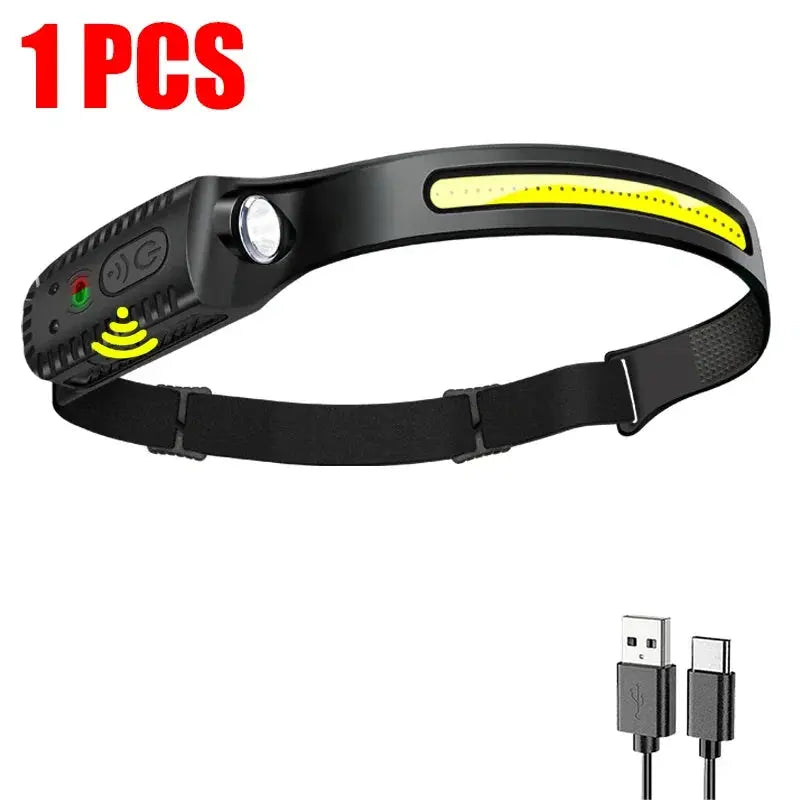 USB Rechargeable LED Sensor Headlamp XPE+COB Headlight Led Head Torch Camping Search Light Head Flashlight for Fishing Lantern upscaleclicks