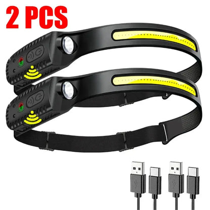 USB Rechargeable LED Sensor Headlamp XPE+COB Headlight Led Head Torch Camping Search Light Head Flashlight for Fishing Lantern upscaleclicks