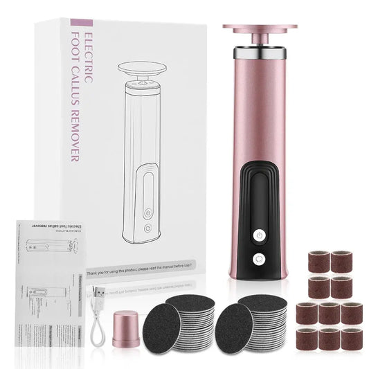 USB Rechargeable Wireless Electric Foot File Cuticle Callus Remover Machine Pedicure Tools Foot Heel Care Tool With Sandpaper upscaleclicks
