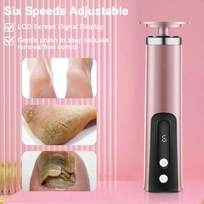 USB Rechargeable Wireless Electric Foot File Cuticle Callus Remover Machine Pedicure Tools Foot Heel Care Tool With Sandpaper upscaleclicks
