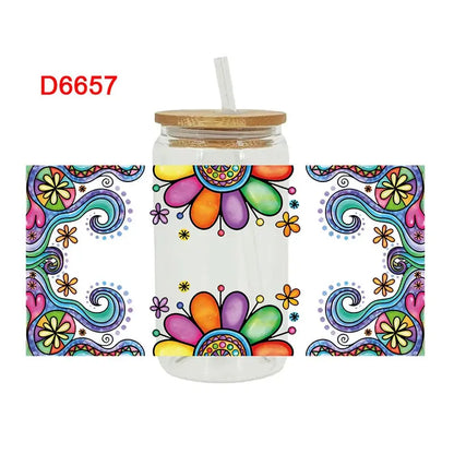 UV DTF Transfers Stickers, Cup Wraps, Flower Bee, Printed for DIY Glass, Ceramic Metal Leather, 3D, 16oz D6414 upscaleclicks