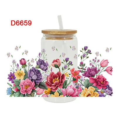 UV DTF Transfers Stickers, Cup Wraps, Flower Bee, Printed for DIY Glass, Ceramic Metal Leather, 3D, 16oz D6414 upscaleclicks