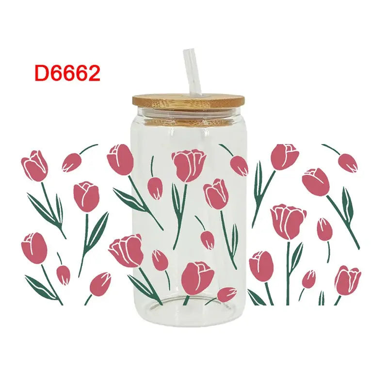 UV DTF Transfers Stickers, Cup Wraps, Flower Bee, Printed for DIY Glass, Ceramic Metal Leather, 3D, 16oz D6414 upscaleclicks