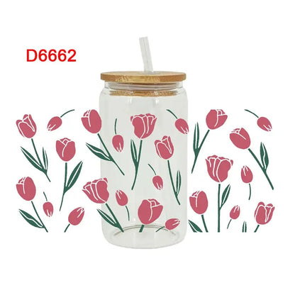 UV DTF Transfers Stickers, Cup Wraps, Flower Bee, Printed for DIY Glass, Ceramic Metal Leather, 3D, 16oz D6414 upscaleclicks
