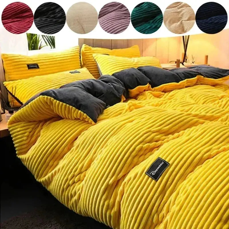 Ultra-Soft Velvet Duvet Cover Warm Thick Bed Quilt Cover Double Bed Luxury Bedding Solid Color Velvet Duvet Cover 겨울용 따뜻한 이불 커버 upscaleclicks