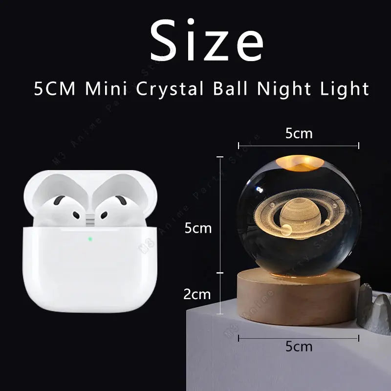 Unique 3D Crystal Ball Night Light Led Lamp Bedside Table Glowing Galaxy Lamp Saturn Planets Moon Children Birthday Gift Toy 5cm upscaleclicks