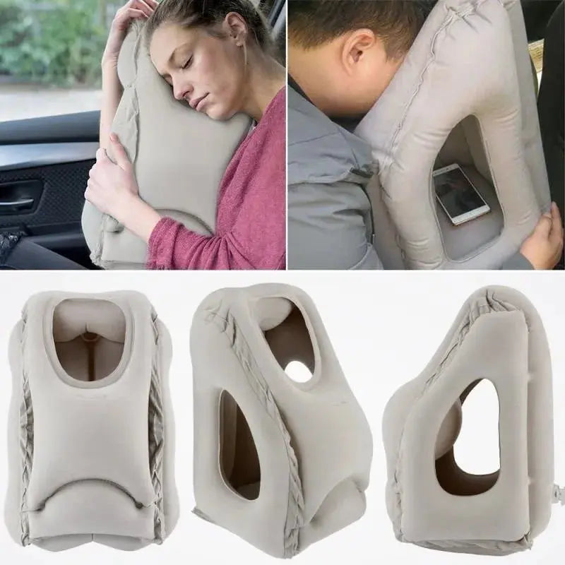 Upgraded Inflatable Air Cushion Travel Pillow Headrest Chin Support Cushions for Airplane Plane Car Office Rest Neck Nap Pillows upscaleclicks