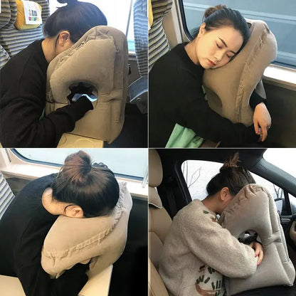 Upgraded Inflatable Air Cushion Travel Pillow Headrest Chin Support Cushions for Airplane Plane Car Office Rest Neck Nap Pillows upscaleclicks