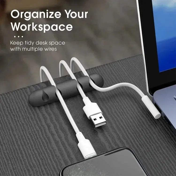 VIKEFON Cable Cord Wire Organizer Silicone USB Cable Winder Management Clips Self Adhesive for Mouse Keyboard Headset For iPhone upscaleclicks