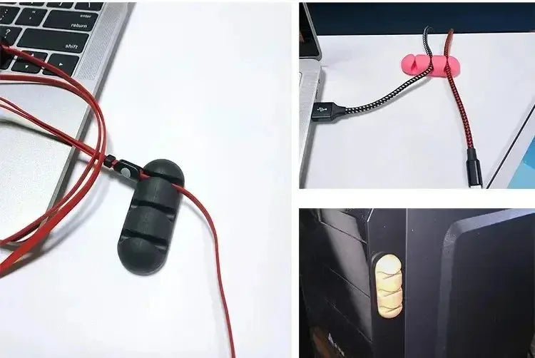 VIKEFON Cable Cord Wire Organizer Silicone USB Cable Winder Management Clips Self Adhesive for Mouse Keyboard Headset For iPhone upscaleclicks