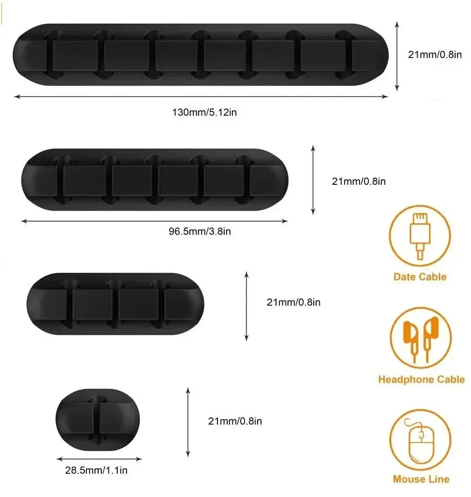 VIKEFON Cable Cord Wire Organizer Silicone USB Cable Winder Management Clips Self Adhesive for Mouse Keyboard Headset For iPhone upscaleclicks