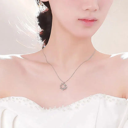 VOQ Silver Color Pendant Necklace Female Inset Zircon Little Prince Rose Necklace Collarbone Chain Jewelry Gift upscaleclicks