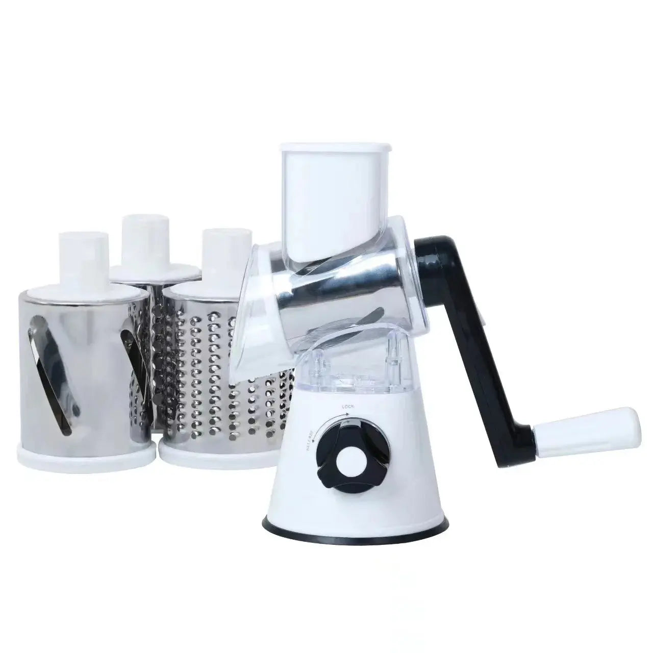 Vegetable Cutter & Slicer Manual Kitchen Cheese Chopper Machine With 3 Sharp Drums Multifunctional Garlic Potato Shredder upscaleclicks