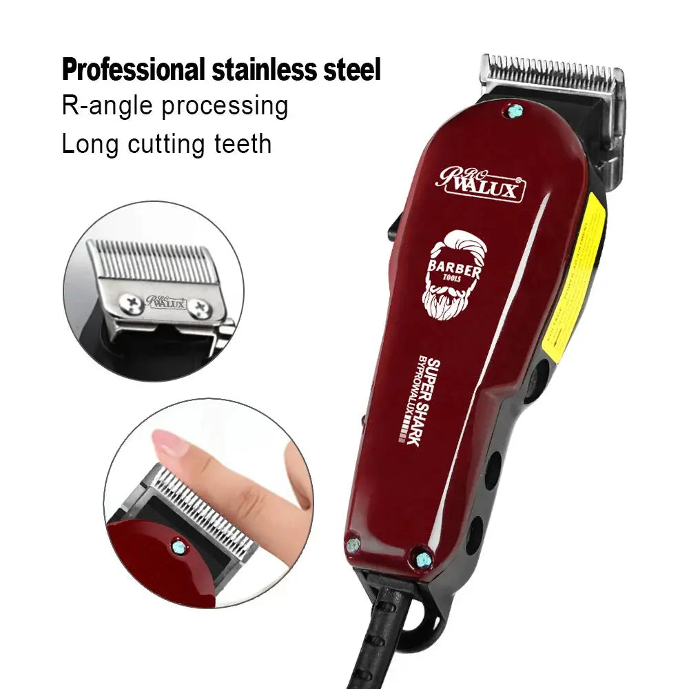 WALUX Professional AC220-240V Hair Clipper 10W Powerful Hair Trimmer Home Man Shaver 2M Cable Hair Cutting Machine 8 Guard Combs upscaleclicks