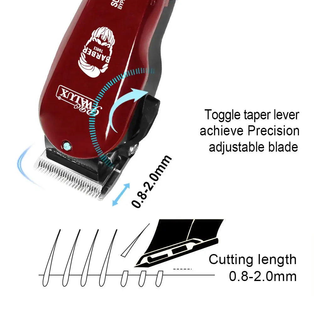 WALUX Professional AC220-240V Hair Clipper 10W Powerful Hair Trimmer Home Man Shaver 2M Cable Hair Cutting Machine 8 Guard Combs upscaleclicks