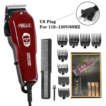 WALUX Professional AC220-240V Hair Clipper 10W Powerful Hair Trimmer Home Man Shaver 2M Cable Hair Cutting Machine 8 Guard Combs upscaleclicks