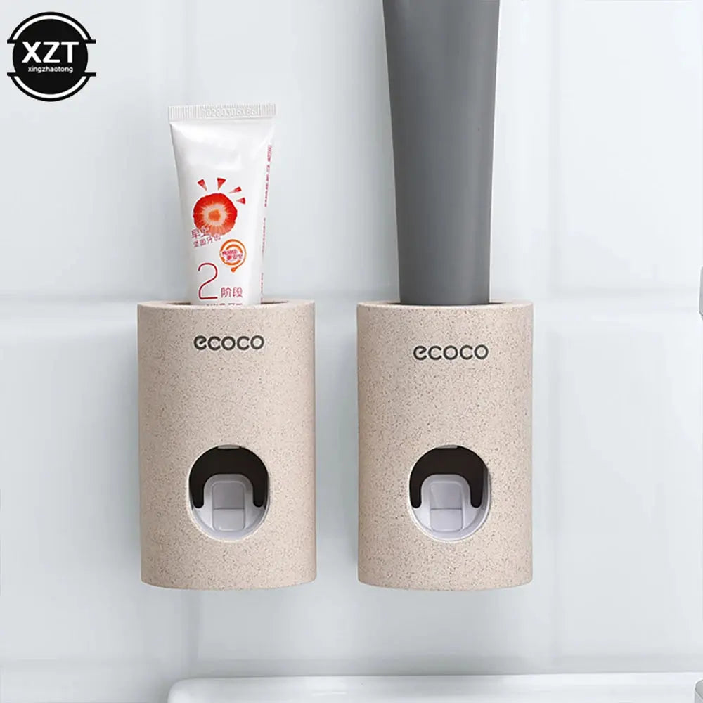 Wall Mount Automatic Toothpaste Dispenser Bathroom Accessories Set Toothpaste Squeezer Dispenser Bathroom Toothbrush Holder Tool upscaleclicks