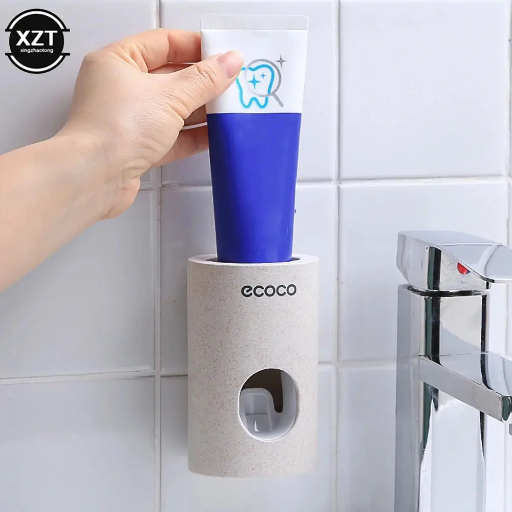 Wall Mount Automatic Toothpaste Dispenser Bathroom Accessories Set Toothpaste Squeezer Dispenser Bathroom Toothbrush Holder Tool upscaleclicks