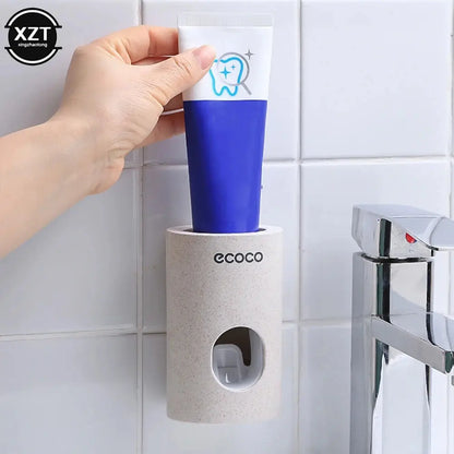 Wall Mount Automatic Toothpaste Dispenser Bathroom Accessories Set Toothpaste Squeezer Dispenser Bathroom Toothbrush Holder Tool upscaleclicks