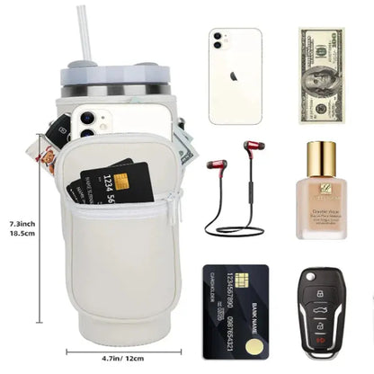 Water Bottle Carrier Bag with Phone Pocket for Stanley Cup 40 oz, Water Bottle Holder Adjustable Strap Stanley Cup Accessories upscaleclicks